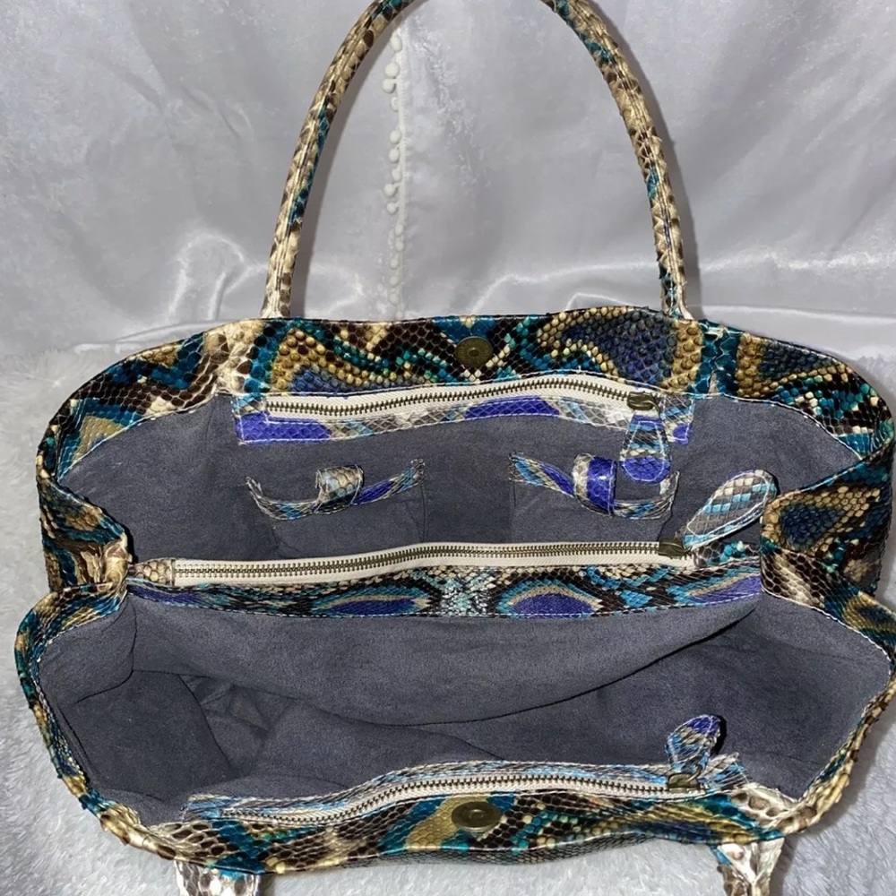 Snakeskin Python Print Leather Tote - image 3